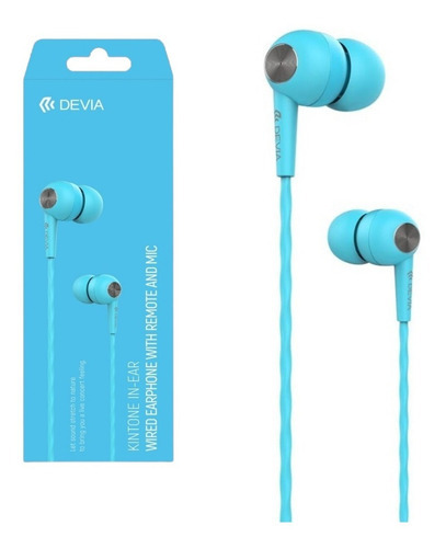 Audífonos Kintone In-ear Cable Devia 3.5mm Micrófono 1 Metro Color Azul