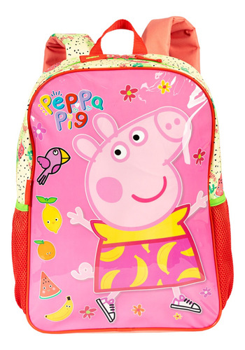 Mochila Costas Peppa Pig Escolar Com Estojo Duplo Cor Rosa