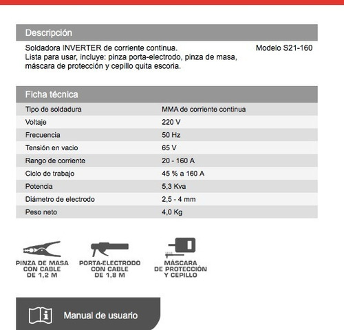 Soldadora Inverter Por Electrodos - 160 A