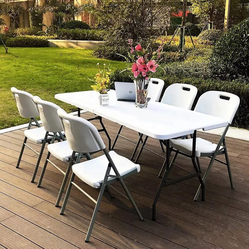 Silla Plegable Plástico Reforzado Eventos Fiestas 10piezas Color Blanco