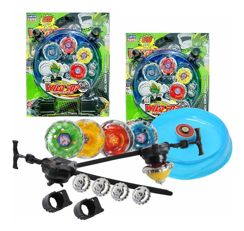 8 Beyblade Metal Led + 4 Lançador + 2 Arena + Barato 