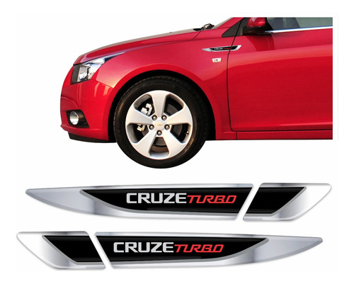 Par Aplique Lateral Cruze Turbo Emblema Resinado Chevrolet 