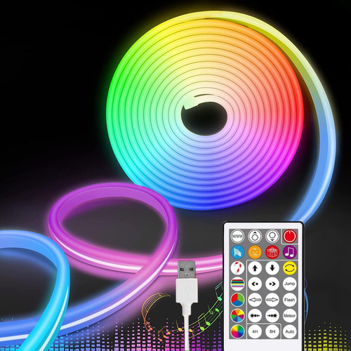 Luz Neon Led Silicona Rgb 16.4 Pie Flujo Color Ic Alimentada