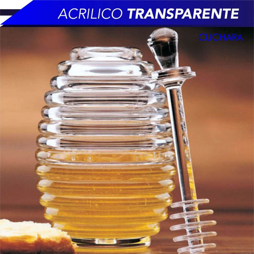 Tarro Mielero Con Forma De Colmena, Y Cuchara Transparente