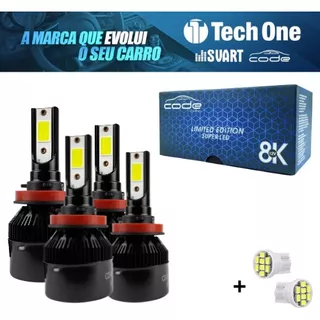 Kit 4 Lâmpada Ultra Led Super Farol Alto Baixo + Milha 8000k