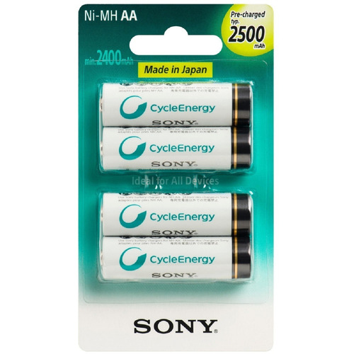 Pilha Recarregavel Sony Aa 2500 Mah Com 4 Unidades-original