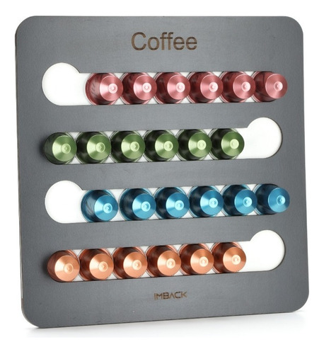 Portacapsulas De Cafe Para Nespresso Organizador 24 Capsulas Color Negro Con Blanco