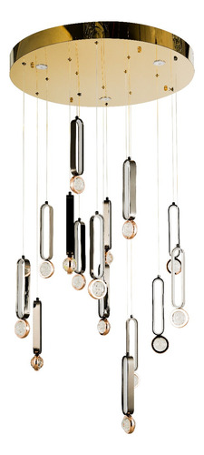 Lampara Colgante Moderna Doble Altura Cryssty Marca Class Dorado