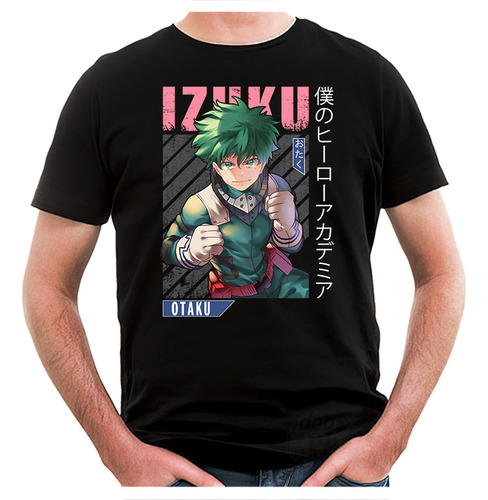 Remera My Hero Academia Izuku Midoriya 06 (negra:) Ideas Mvd