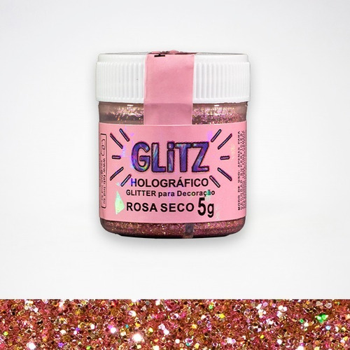 Glitter Para Decoración  Glitz Holográfico Rosa Seco 5g Fab 