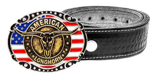 Cinto American Country Longhorn Cowboy Original + Fivela