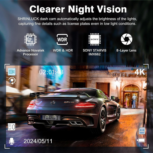 Câmera Automotiva Miden X5 4k Frontal Traseira E Interna