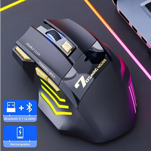 Mouse Gamer Sem Fio Recarregável Dis. 10 Metros Cor Preto