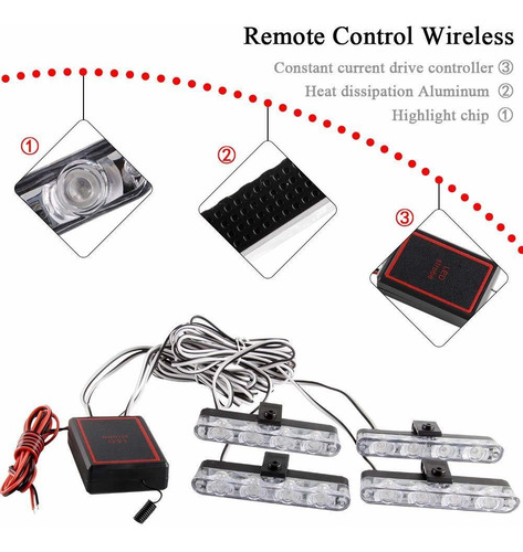 4x4 Led 4 En 1 Luz De Parrilla De Montaje En Superficie...