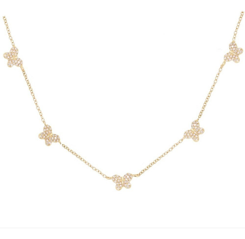 Collar Mariposas Gold, Plata 925, Baño Oro 18k Microcircones