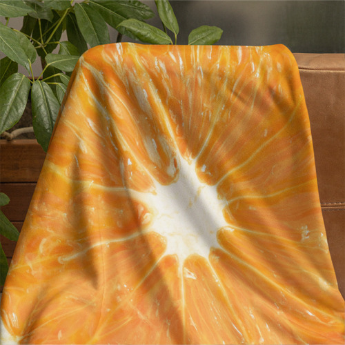 Manta Redonda Frutas Comida Circular Individual Ultrasuave Naranja