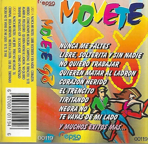 Movete 98 Artistas Varios Sello Epsa Cassette