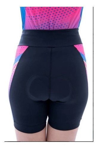 Imagem 3 de 3 de Bermuda Ciclista Elite Feminina Bike 129022 Preto/pink/azul