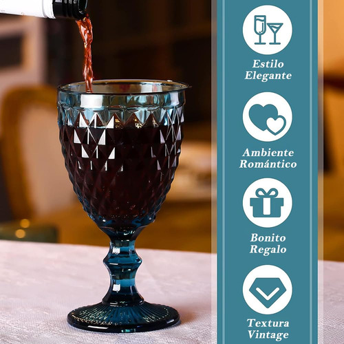 Vasos De Cristal Juego De 6 Copas De Vino 240ml Azul