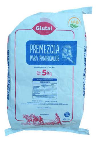Premezcla Celíacos Especial Para Panificados 5 Kgs. Glutal