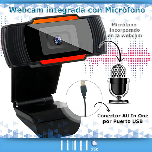 Webcam Com Microfone Câmera Usb Para Pc Full Hd 1080p Ct Si Color Black Preto