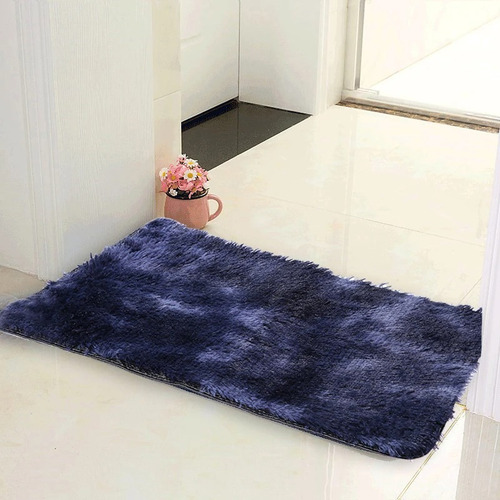 Tapete Decorativo 60x40cm Baño Recámara Sala Felpaultrasuave Ancho 40 Cm Color Azul Marino Diseño De La Tela Geométrica Largo 60 Cm