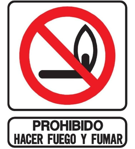 Cartel Prohibido Hacer Fuego Y Fumar 40x45 Cm Seguridad