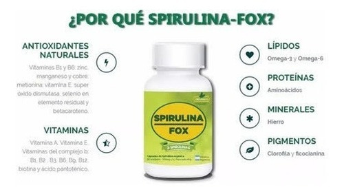 Spirulina Pura + Frasco 60 Comprimidos + Spirulina Fox