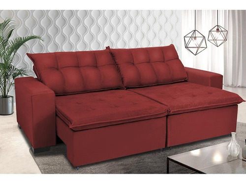 Sofá Retrátil E Reclinavel Oklahoma 2,62mts Vermelho Desenho do tecido