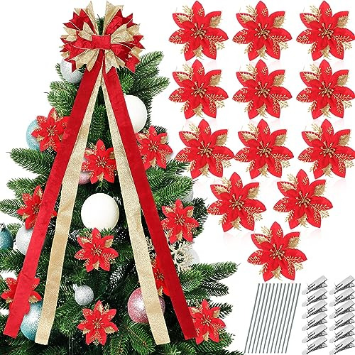 Set De Moños Remate De Árbol De Navidad De 10'' X 13'...