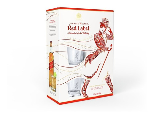 Whisky Johnnie Walker Red Label 750 Ml Estuche + 2 Vasos