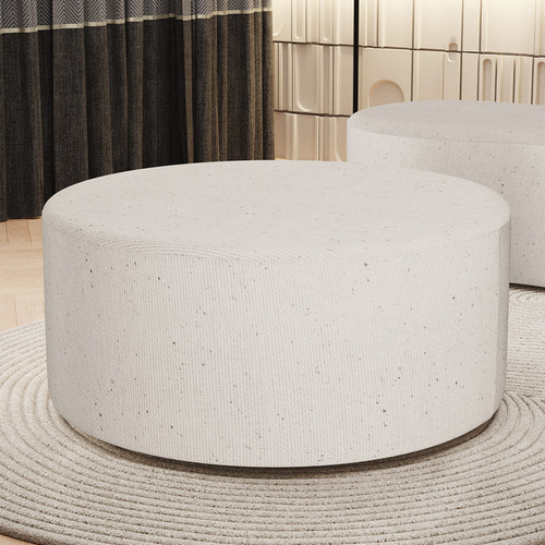 Puff Redondo Orgânico Para Living 90cm Lola Linho Cru
