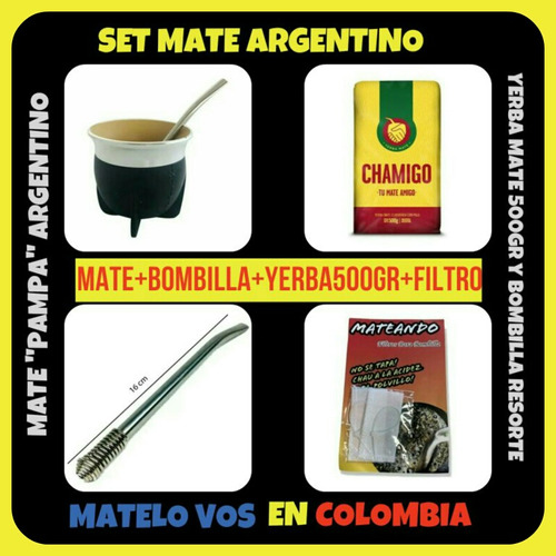 Combo Matero!mate Argentino+bombilla+ye - Kg a $165