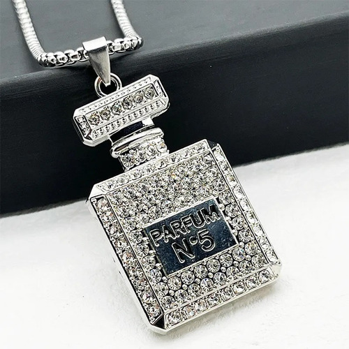 Collar Cadena Colgante Con Dije De Botella De Perfume