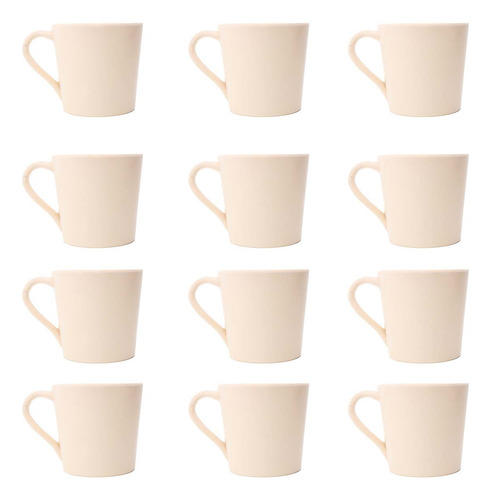 12 Tazas Tarros Melamina Blanca 12 Oz 360 Ml Vencort Color Beige Tarro