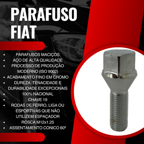 Jogo 16 Parafusos Cromados Fiat Strada Uno Fiorino Doblo