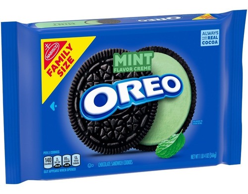 Imagen 2 de 6 de Galletas Oreo Menta 566g Paquete Grande Importado