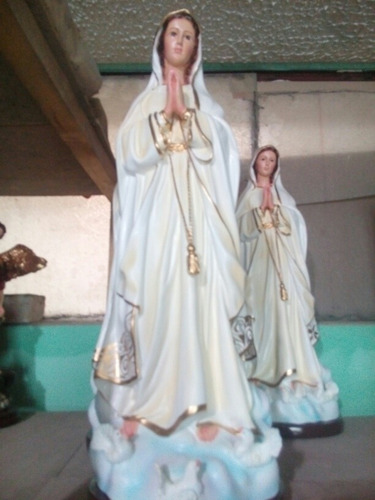 Virgen De Fatima En Yeso Acabado Fino De 65cm