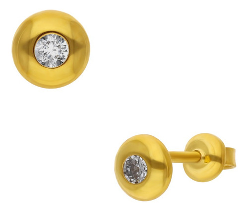 Broquel De Oro Amarillo 14k C/12 Pts De Diamante
