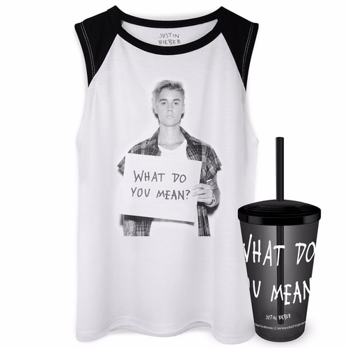 Kit Camiseta Regata Feminina Justin Bieber + Copo Grátis