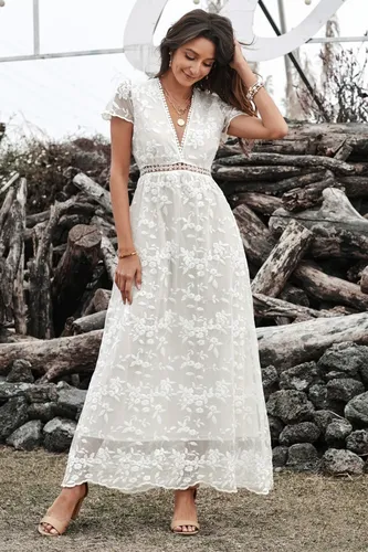 Maxi Vestido Blanco Largo P Boda Fiesta Playa Casual