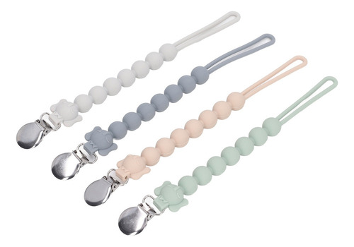 4 Piece Silicone Pacifier Clip Baby Chain