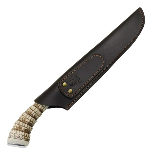 Faca Churrasco Artesanal Aço Inox Cabo Em Rabo De Tatu 9 Cor Cinza