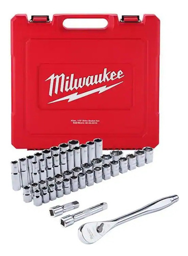 Juego De Dados 47pzs Mm Y Pulgadas Cuadro 1/2 Milwaukee