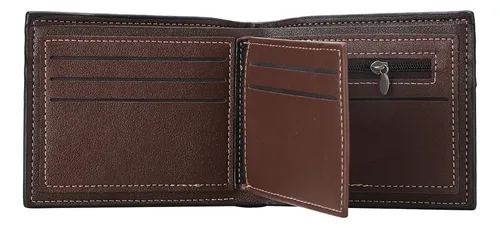Billetera Caballero Con Vista Monedero Terrano Negro Liso