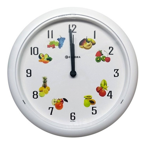 Relógio De Parede Eurora Cozinha Branco 6514