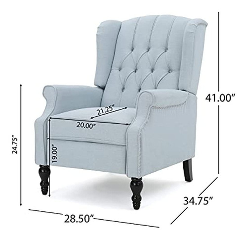 Gdf Studio Sillón Reclinable De Tela Capitoné Elizabeth, Sil