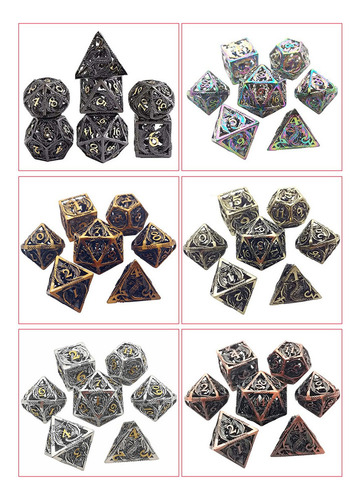 Nuevo Juego De Dados De Metal Hueco Dnd De 7 Piezas Con