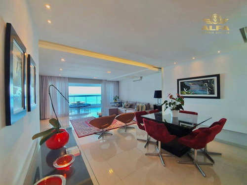 Imagem 5 de 30 de Apartamento De Frente Para O Mar Na Praia Da Enseada Com 4 Dormitórios, Varanda Gourmet, Prédio Com Lazer E 3 Vagas, Guarujá. - Ap1499