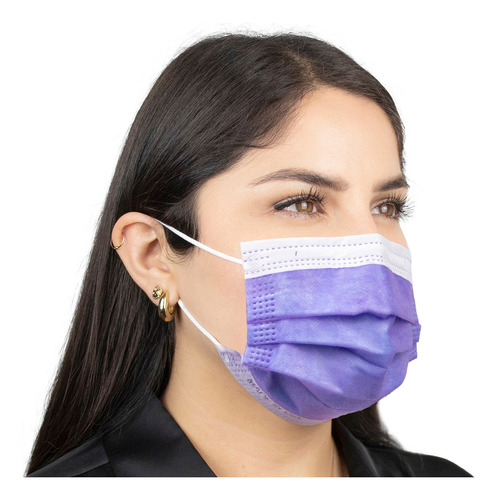 30 Mascarillas Cubrebocas De 4 Capas Transpirable Calidad Color Purple Blue